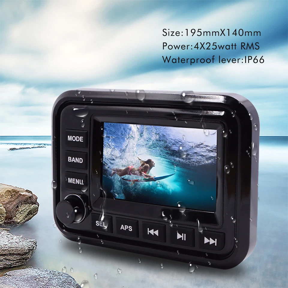 Marine Radio Stereo Bluetooth Receiver w/ Boat 300W Waterproof Speaker for Yacht - Image 4 of 4