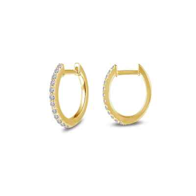 BRAND NEW Lafonn Yellow Gold Plated 0.24CTW Oval Huggie Hoop Earrings E0345CLG00