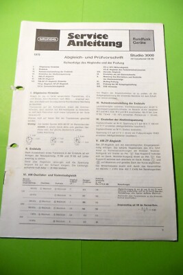 Service manual for Grundig Studio 3000, original!