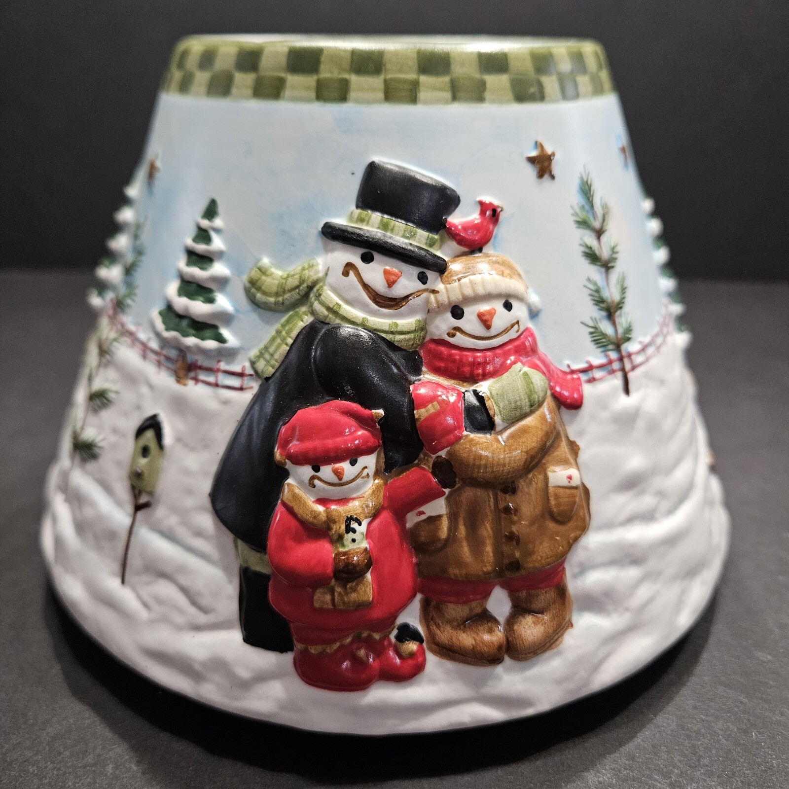 Yankee Candle Jar Topper Snowman Family Christmas Holiday Winter Teresa Kogut