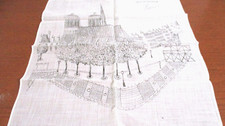 Vintage AIR FRANCE PARIS NOTRE DAME Linen HANDKERCHIEF