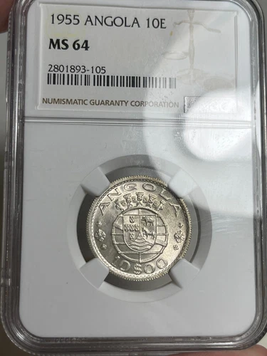 1955 Angola 10 Escudos - NGC MS64