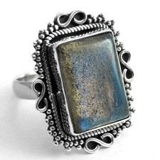 Baguette Labradorite Gemstone Ring - 925 Sterling Silver Jewelry For Her, Gifts
