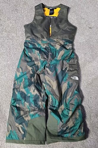 The North Face Toddler Snow Pants Bib Overalls Size 4T Camo/ Orange Insulated  - Picture 1 of 7