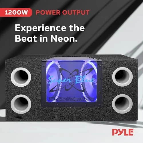 12" 1200W Car Audio Subwoofer - 2 Way Neon Bandpass Speaker System w/Blue - Picture 3 of 8