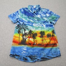 Boys Shirt Size M  Blue Red Short Sleeve Butt...