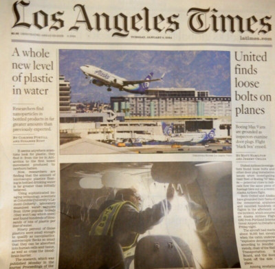LOS ANGELES TIMES January 9, 2024 CALIFORNIA United Finds Loose Bolts On Planes