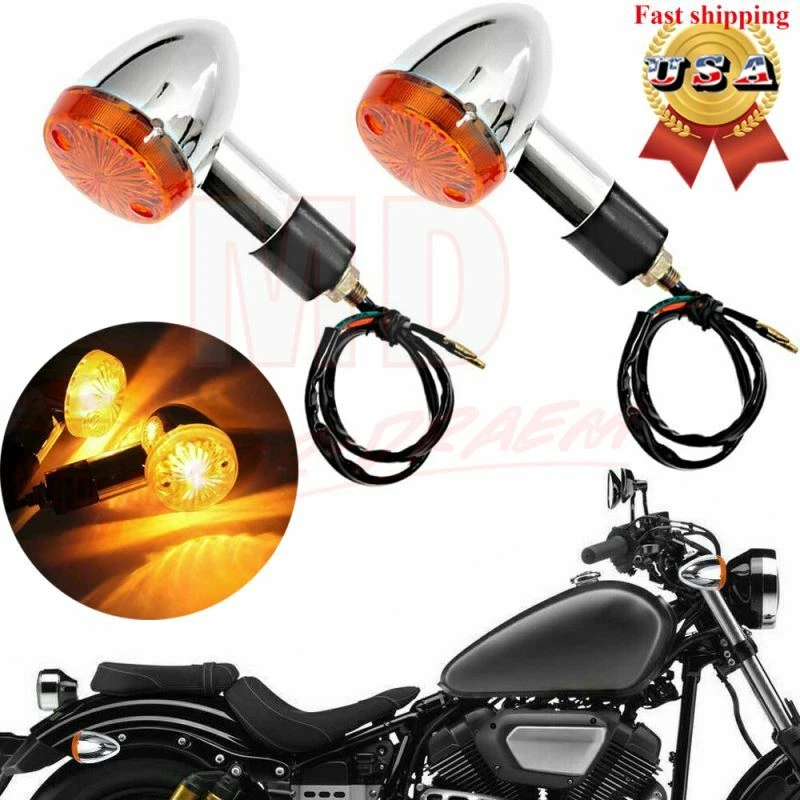 Lámpara indicadora intermitente intermitente de señal de giro para motocicleta 4 piezas para Honda Suzuki Yamaha Foto 2 de 4