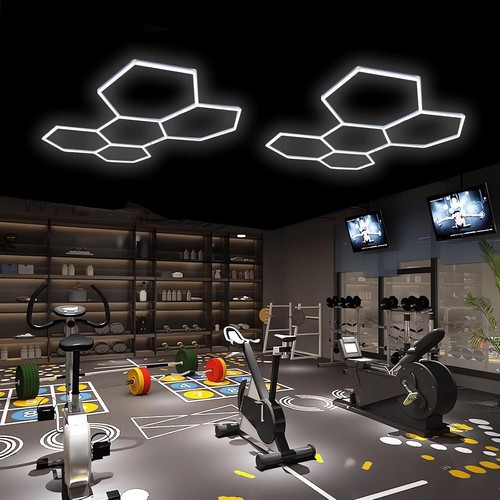 Lampada LED esagonale 5 tubi officina garage parete soffitto luce bianca illuminazione - Foto 20 di 24