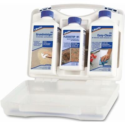 Lithofin Pflegeset für Naturstein GE Grundreiniger Easy Clean Fleckstop W 