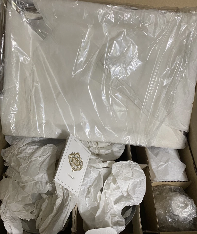 New Vtg 2003 Godinger Shannon Crystal South Beach Martini Set Palm Trees 6 Pc - Image 4 of 4