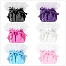 Men's Satin Draw-string Pouch Sissy Panties Ruffled Chastity Cover Underpants