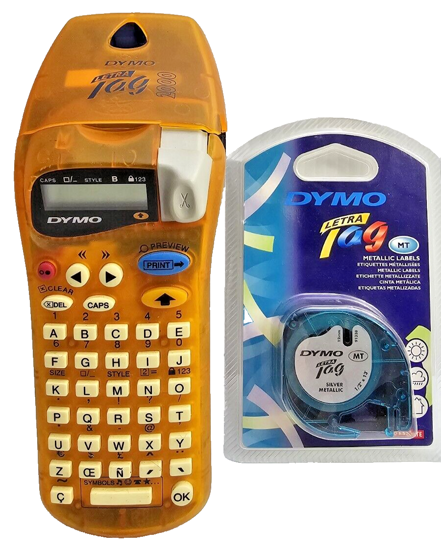 Dymo Letra Tag 2000 Label Maker Handheld Purp w/ 1 PL Refills