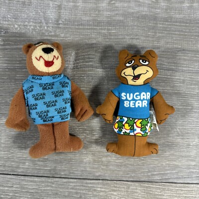 Two Vintage General Foods Post Golden Crisp Cereal Mini Plush Sugar Bear