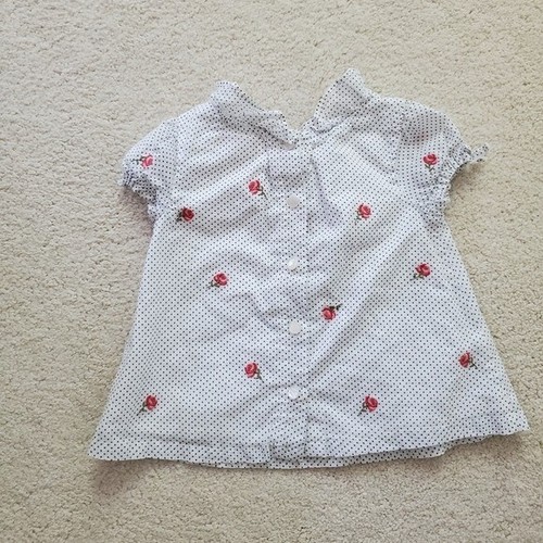 Janie and Jack Baby Girls' Polka Dot Blouse with Embroidered Flowers sz6-12m - Picture 9 of 10