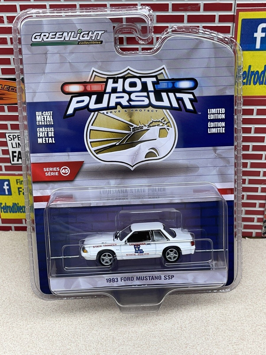 1:64 Greenlight 1993 Ford Mustang HOT PURSUIT LOUISIANA STATE