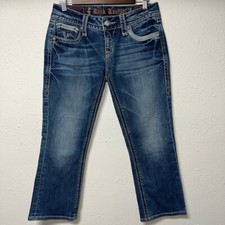 Rock Revival Blue Capris with Vintage Distressed Look