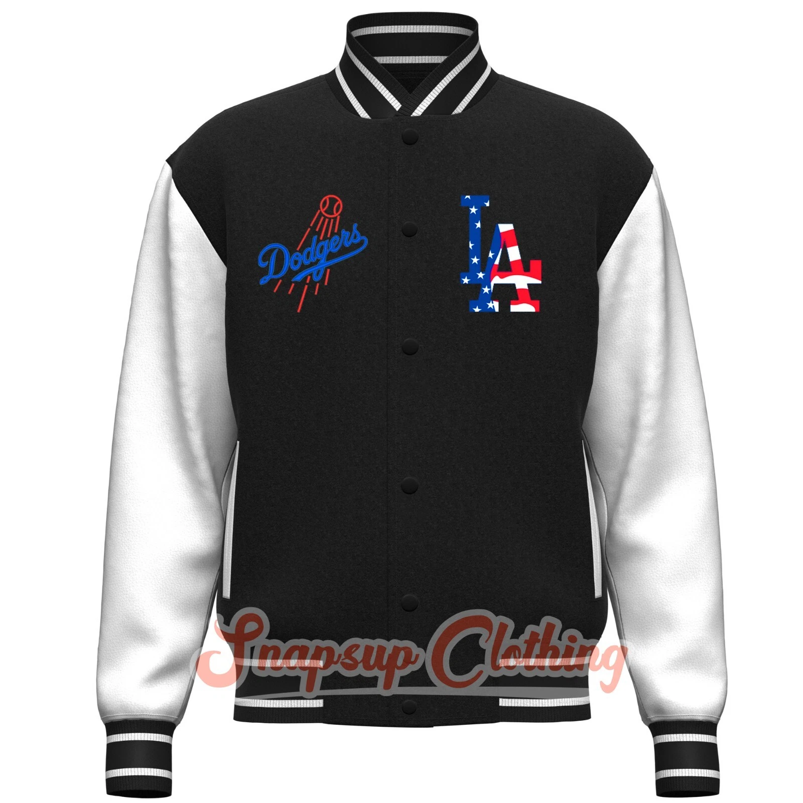 LA Dodgers Black & White World Series Champions 2024 Varsity Jacket