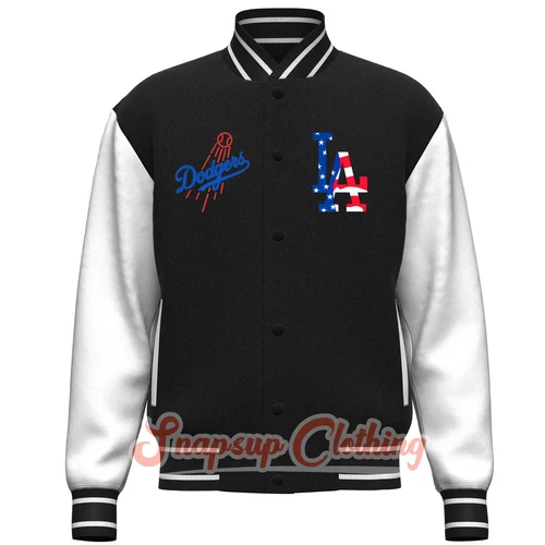 LA Dodgers Black & White World Series Champions 2024 Varsity Jacket