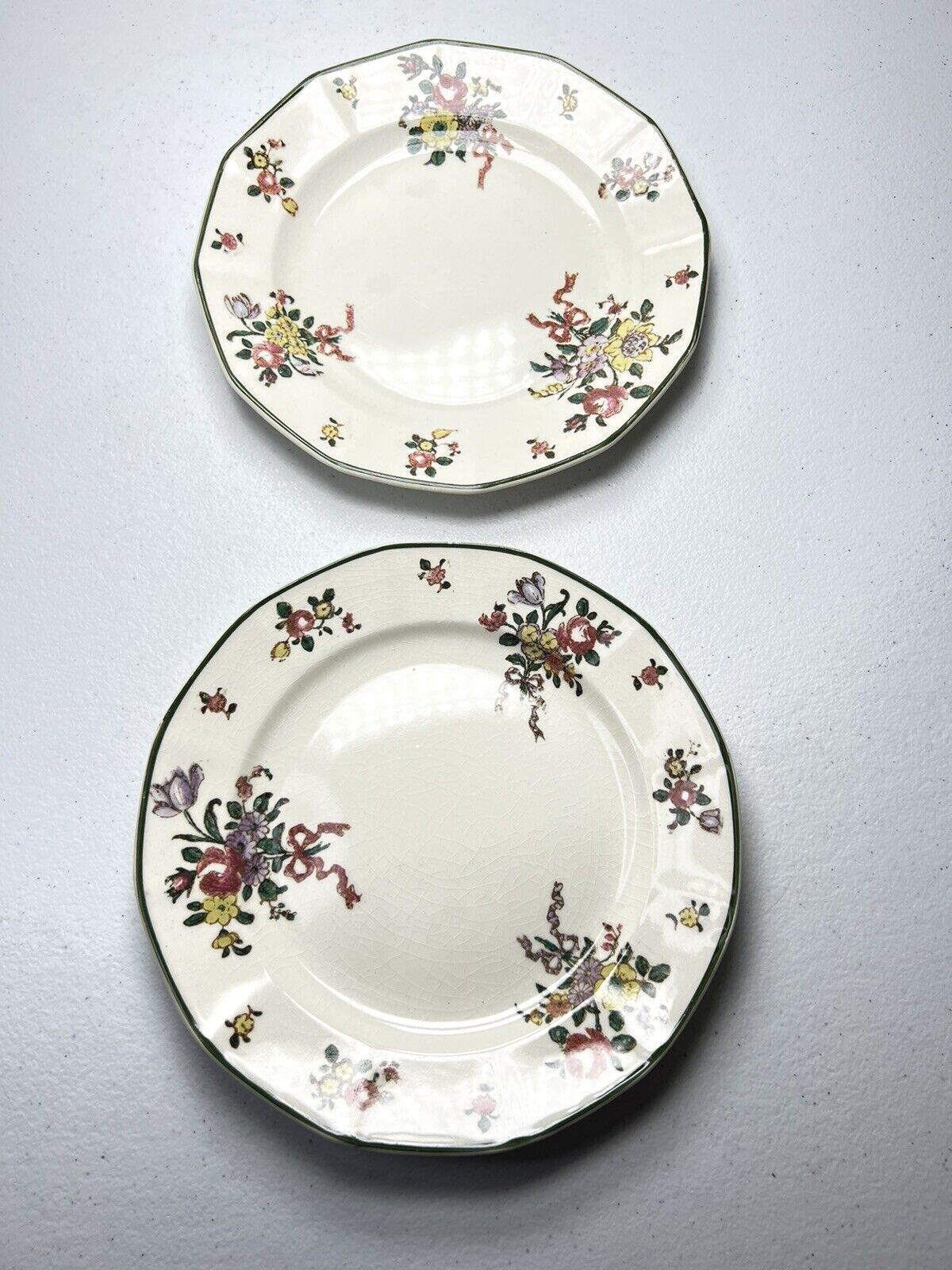Royal Doulton Old Leeds Spray Salad Plates SET of 8 D3548 Antique  1913  7 3/8"