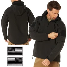 Rothco Concealed Carry Soft Shell Black Anorak Parka - Includes 2 USA Patches