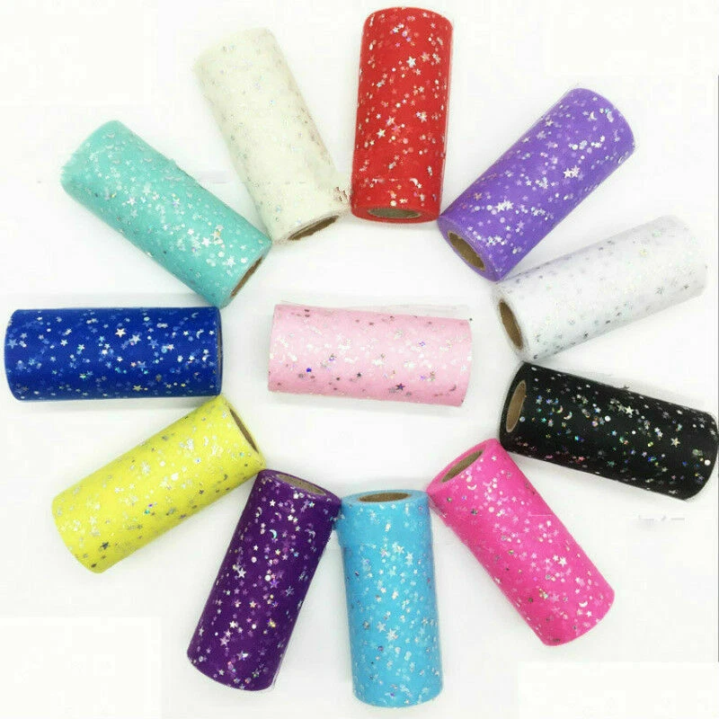 25 Yard Net Mesh Tulle Sparkle Fabric DIY 15cm6" Fairy Costume Wedding Decor Red - Image 2 of 4