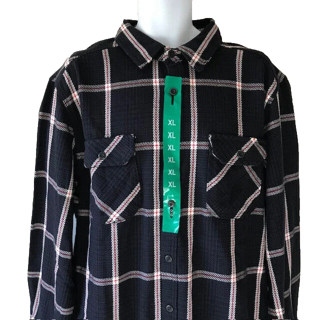 Pacific Trail Men's Long Sleeve Navy Blue Plaid Flannel Shirt Size XL NWOT