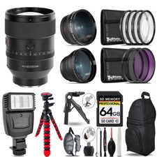 Sony FE 135mm f/1.8 GM Lens -3 Lens Kit  Flash  Tripod - 64GB Kit