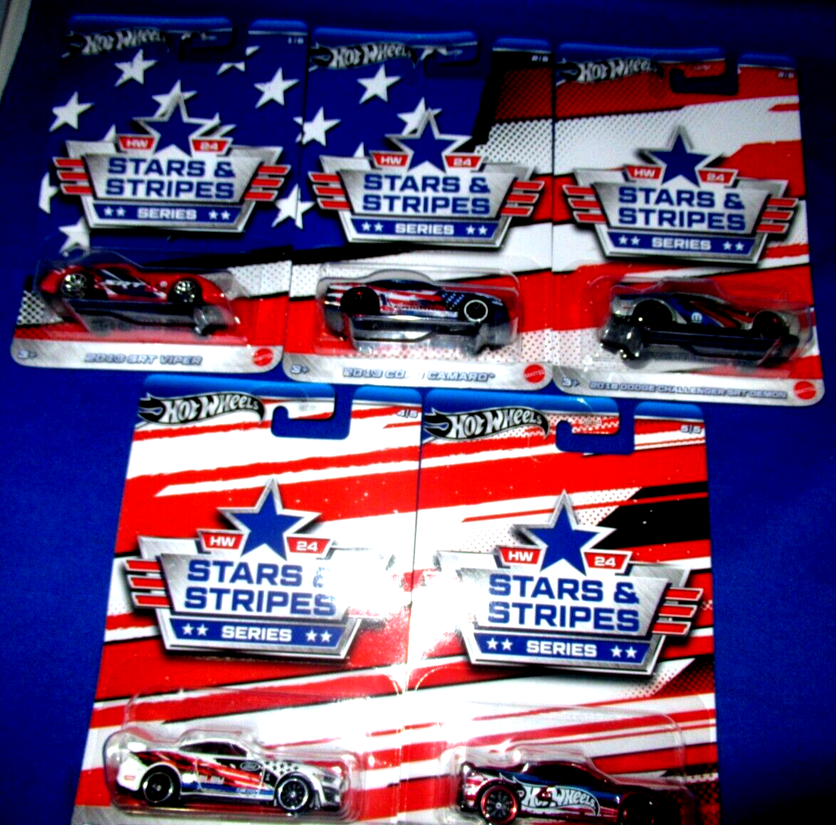 HOT WHEELS COLLECTOR STARS $ STRIPES SERIES CARS COMPLETE SET OF 5