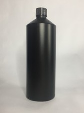 Empty 1000ml (1 Litre) Black HDPE Plastic Bottle & Black Screw On Cap ANY AMOUNT