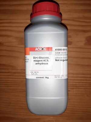 D(+)-Glucose, reagent ACS, anhydrous, Acros 41095-0010, 1kg, unopened bottle