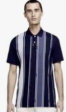 Size M- Nike Men's Dri-FIT Slim Fit Vertical Stripes Golf Polo Shirt, Navy/Blue.