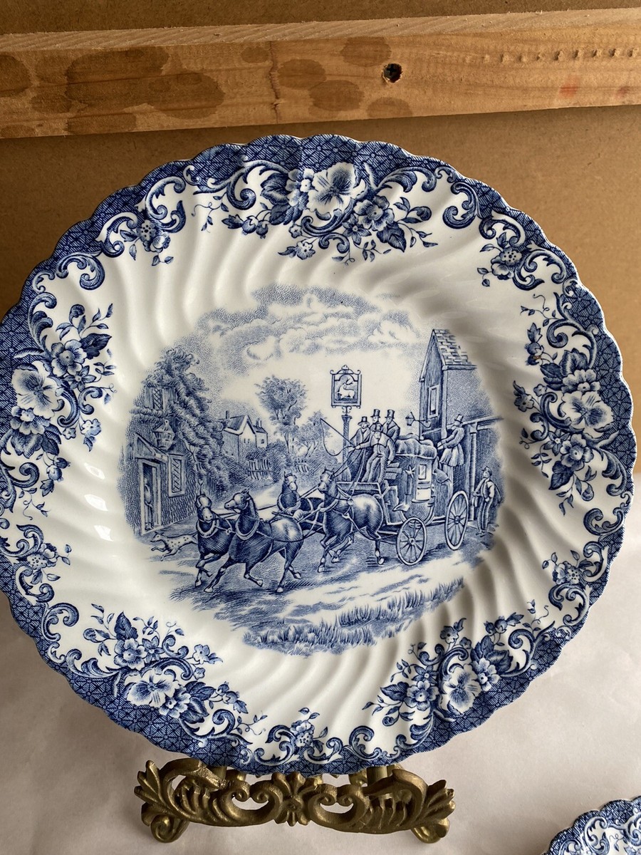 JOHNSON BROS Pieces Set MADE IN ENGLAND COACHING SCENES STOKE ON TRENT BLU