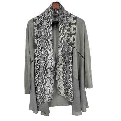 Ali Miles Womens Size Small Lace Sweater Cardigan Cover-up Blouse Shirt Top