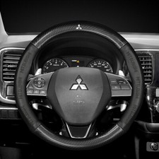 15 Black Genuine Leather Carbon Fiber Car Steering Wheel Cover For Mitsubishi