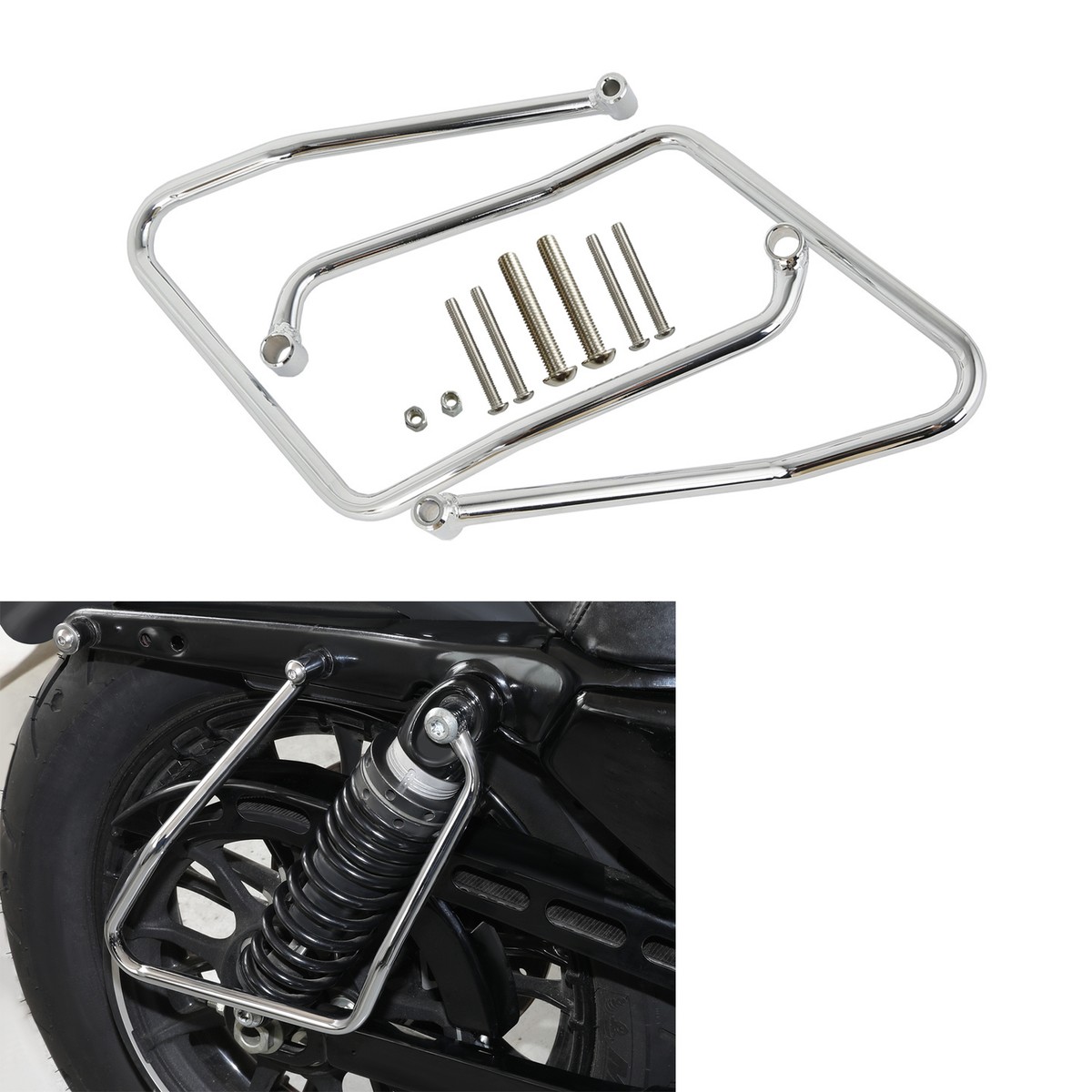Chrome Saddle bags Support Brackets Fit For Harley Sportster XL 1200 883  04-16