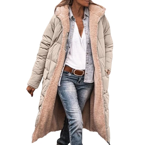 Damen Winter Lange Mäntel Trendy Jacke Sherpa Fleece Gefüttert Daunenmantel - Bild 68 von 97