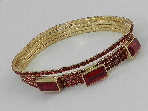 GUESS Gold-Tone 3-Pc. Set Baguette Stone Stretch Bracelets