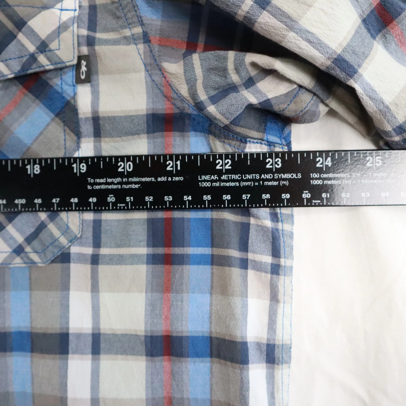 outdoor-research hiking camp utility pocket casual button up plaid shirt