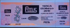 FOCUS UNUSED CONCERT TICKET LIVE IN SAO PAULO BRAZIL 2010 TOUR THIJS VAN LEER