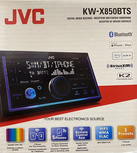 NEW JVC KW-X850BTS 2-DIN, Digital Media Car Audio Receiver w/ Bluetooth, USB