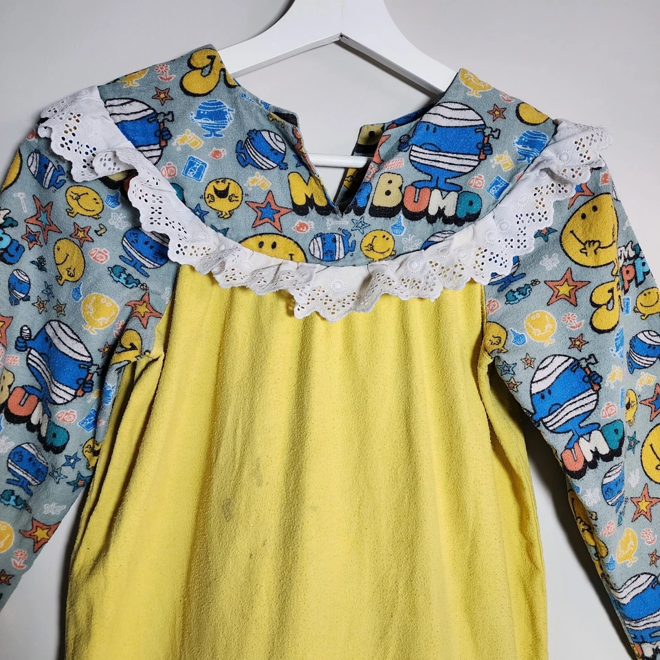 Vintage Mr Men Dress Handmade Girls Size 8-10 Years 1980s *Pilling Stain READ - Image 2 of 4