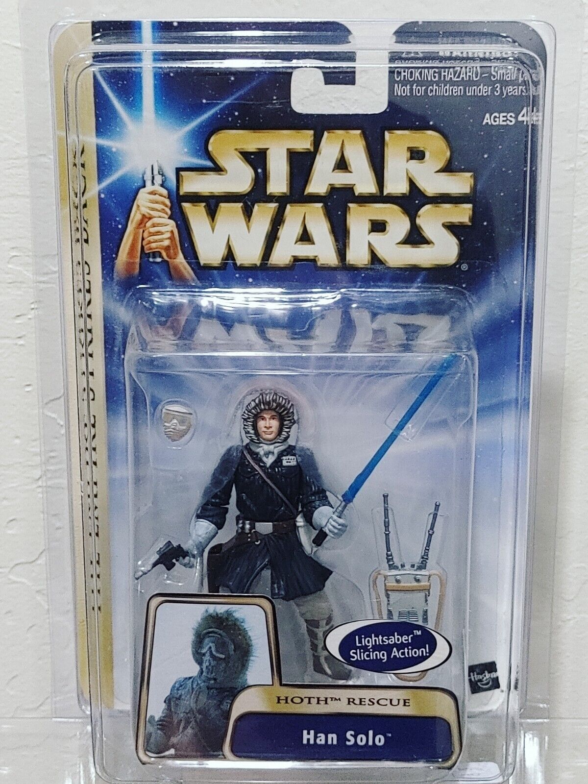 Star Wars Saga Han Solo Hoth Rescue Blue Jacket Figure #13 & Star Case ~ Misp