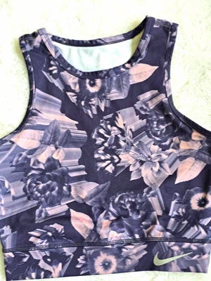 Nike Dri-FIT Floral Damen Sport BH S grau pink Racerback Wireless Stretch - Bild 1 von 3