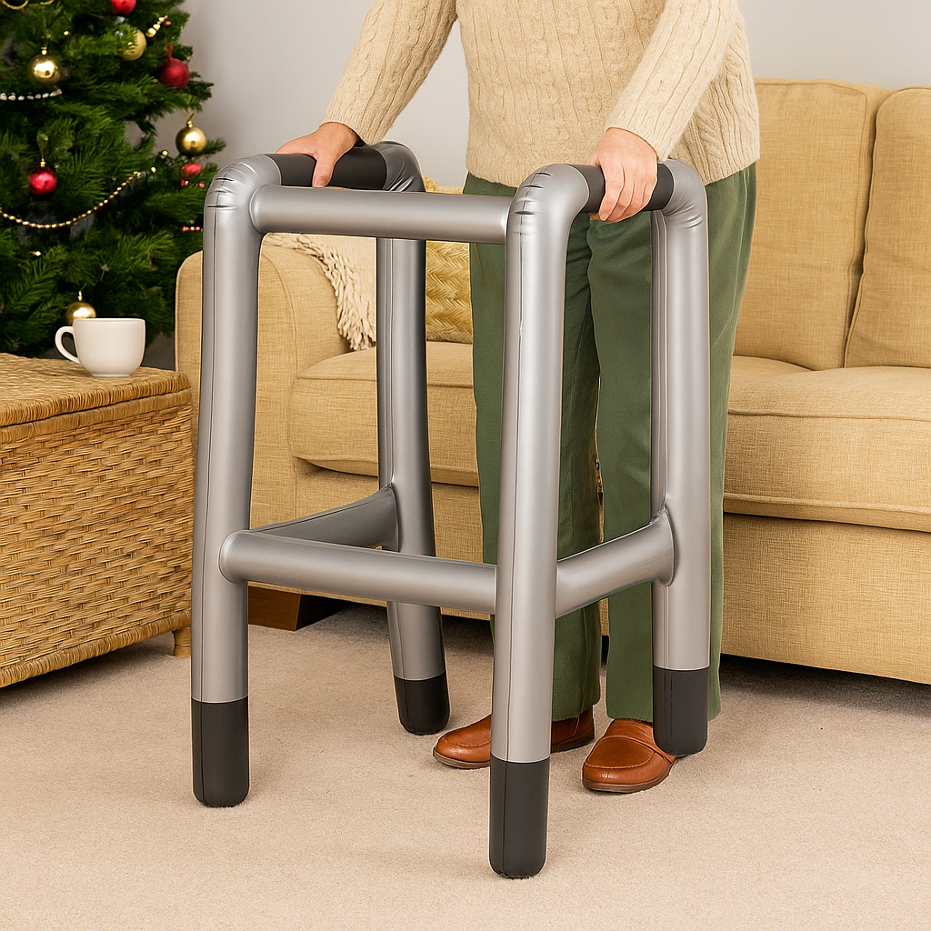 JZK Inflatable Zimmer Frame & Walking Stick Toy | Funny Gag Gift For 50th, 60th, 70th, 80th, 90th Birthday Or Retirement Party