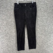 Ann Taylor Pants Women 8 Black Mid Rise Flat Front Corduroy Skinny Flat Front