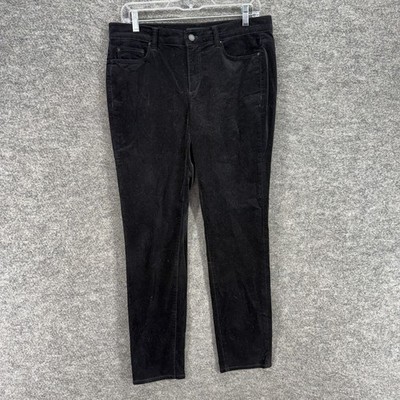 Ann Taylor Pants Women 8 Black Mid Rise Flat Front Corduroy Skinny Flat Front