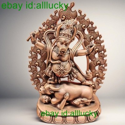 15cm Red copper carving Yama Dharmaraja buddha statue