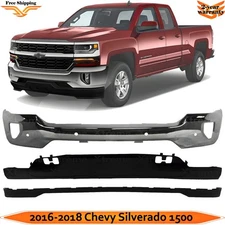 Front Bumper Chrome & Valance Textured Kit For 2016-2018 Chevy Silverado 1500v