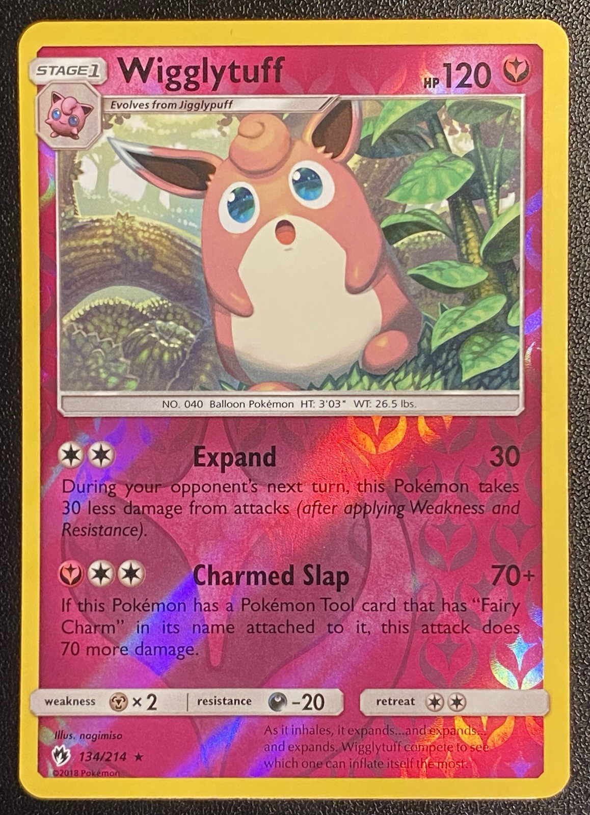 Wigglytuff Reverse Holo Rare 134/214 Pokémon TCG Sun & Moon Lost Thunder
